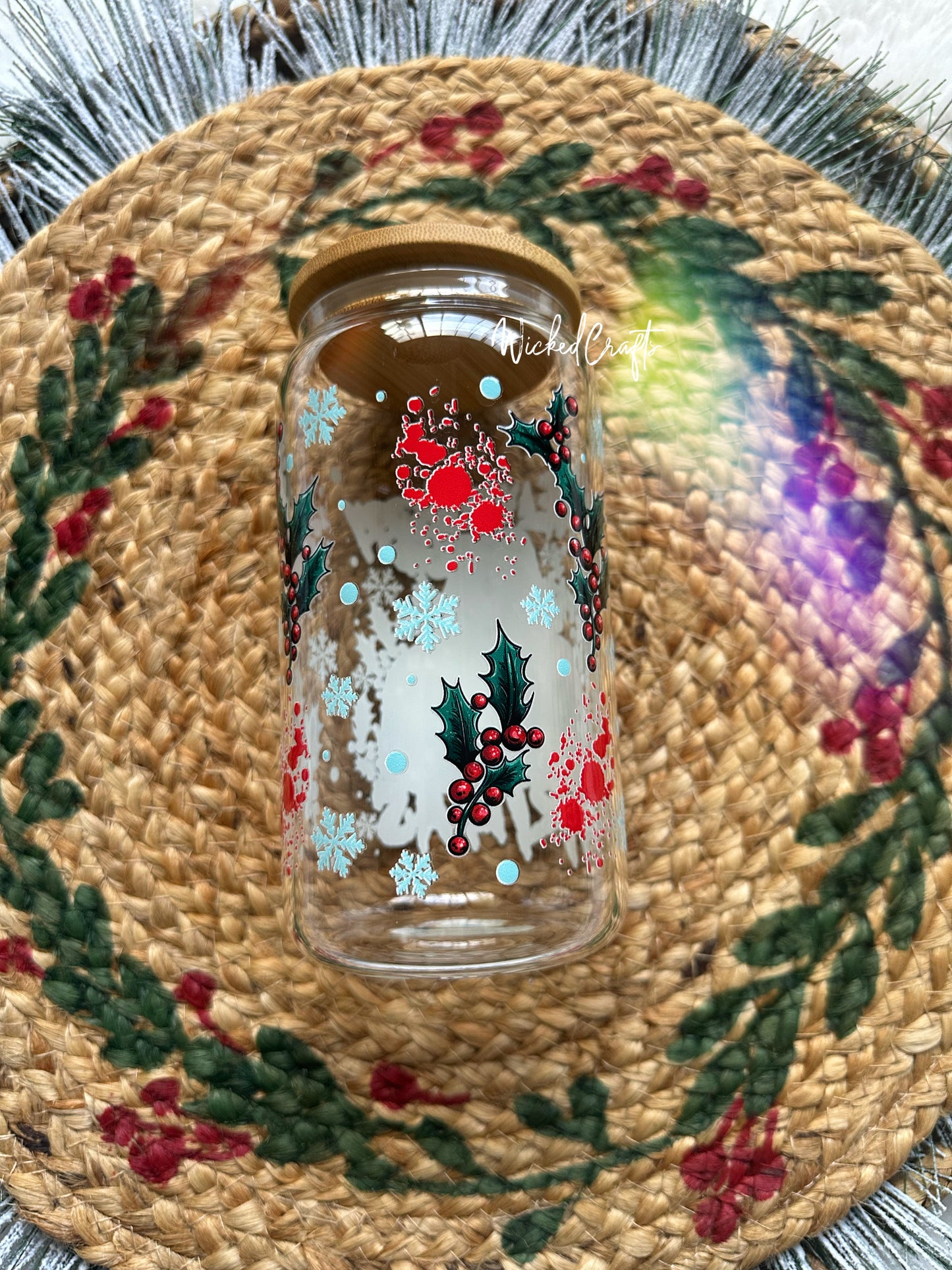 Horror Clown Holidays Glass