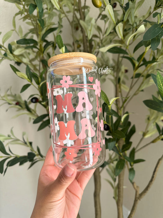 Mama Floral Glass
