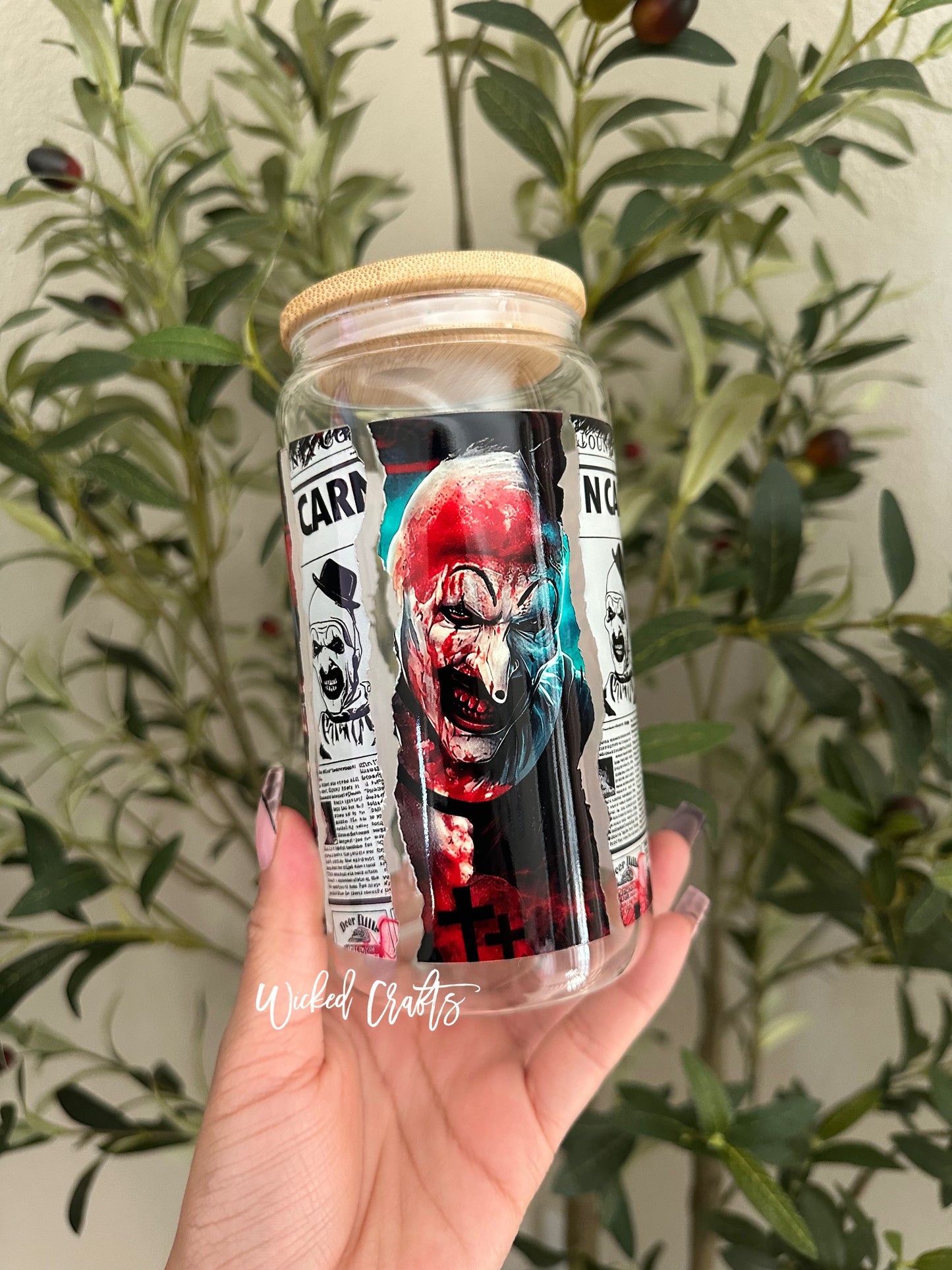 Horror Clown Glass Tumbler