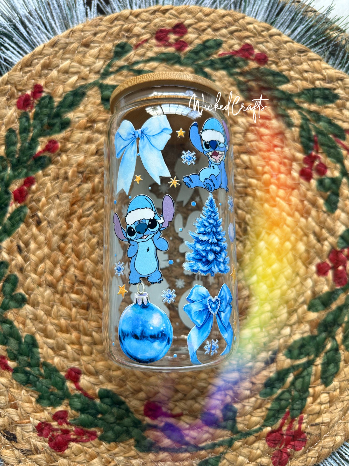 Blue Alien Christmas Glass