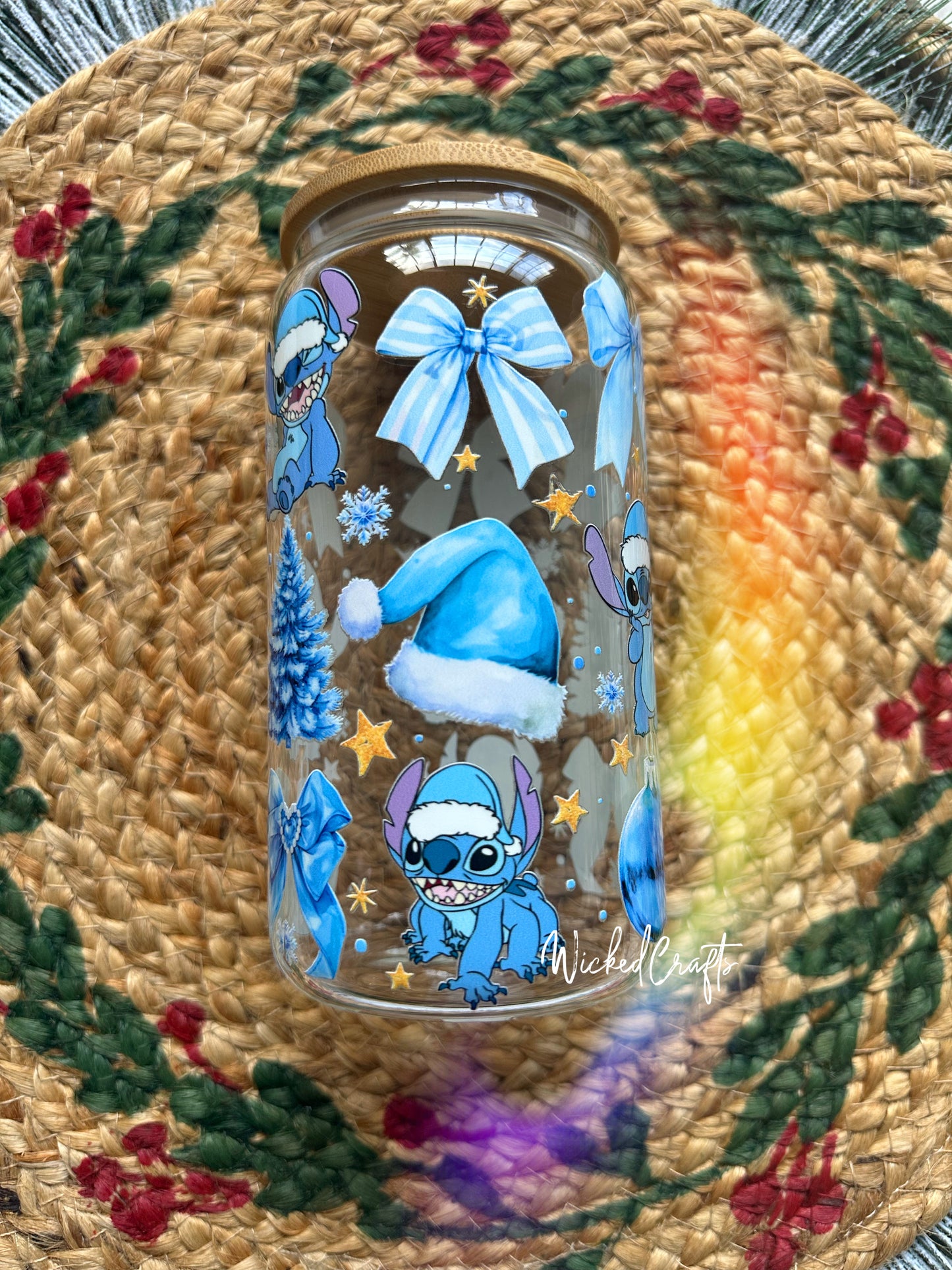 Blue Alien Christmas Glass