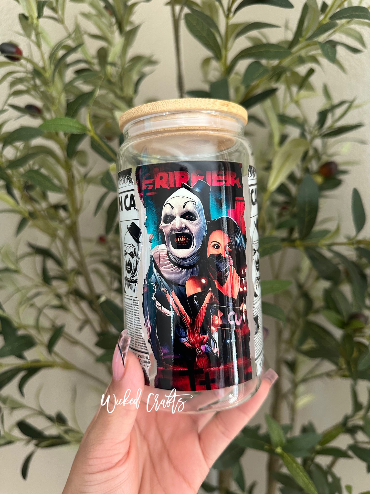 Horror Clown Glass Tumbler