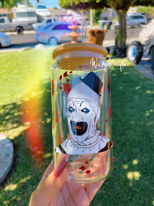 Horror Clown Blood Glass Can