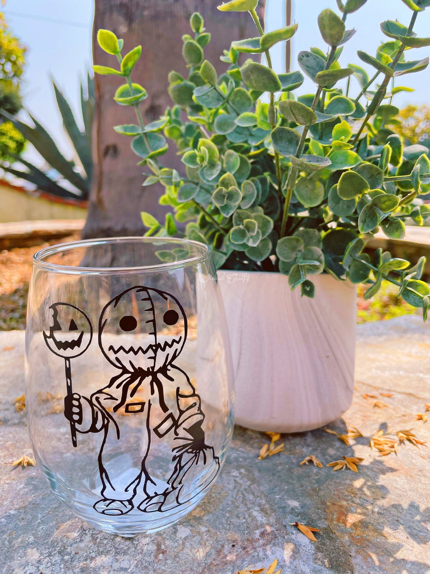 Pumpkin Head Wine Glass